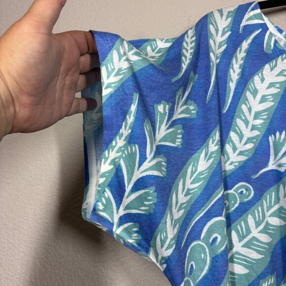 Before+Again Size Small Dolman Sleeves Shirt Top Blue Leaves Print Pullover - Picture 3 of 7